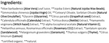Supplement facts for Juniper Teen Exfoliant 100g listing ingredients including Aloe Barbadensis, Aloe Vera, Alpha tocopheryl, Calendula Extract, Cetearyl Olivate