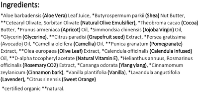 Supplement facts for Intensive Hand and Nail Cream 50ml listing ingredients including Aloe Barbadensis, Aloe Vera, Alpha tocopheryl, Angustifolia, Apricot Kernel Oil
