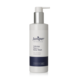 A supplement container of Calming Face and Body Wash 250ml by Juniper