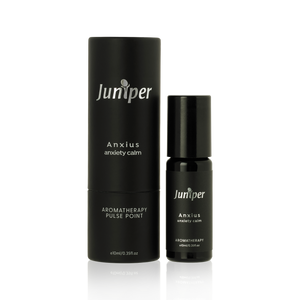 A supplement container of Anxius Aromatherapy Blend 10ml by Juniper