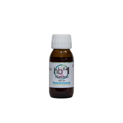 A supplement container of hb#01 Cerebra (Brain & Memory) 50ml by Homeobotanicals