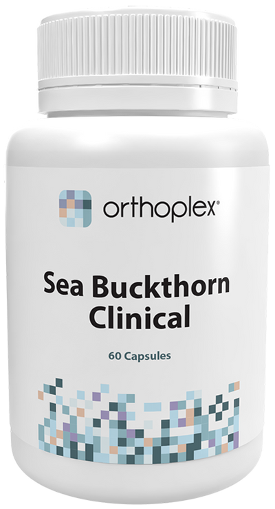 A supplement container of Seabuckthorn Clinical 60 capsules by Orthoplex