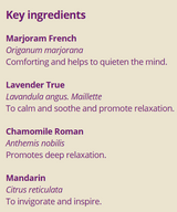 Supplement facts for Deep Sleep 10ml listing ingredients including Chamomile, Lavender Extract, Matricaria Recutita