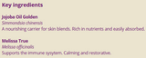 Supplement facts for Melissa: 3% in Jojoba 10ml listing ingredients including Jojoba Oil