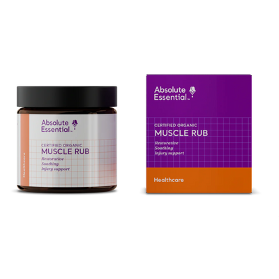 A supplement container of Muscle Rub 100ml by Absolute Essential