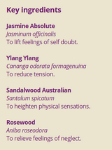 Supplement facts for Navel Chakra 10ml listing ingredients including Sandalwood (Santalum album), Ylang Ylang Oil