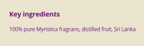 Supplement facts for Nutmeg 5ml listing ingredients including Myristica fragrans