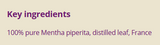 Supplement facts for Peppermint 10ml listing ingredients including Mentha Piperita, Peppermint (Mentha × piperita)