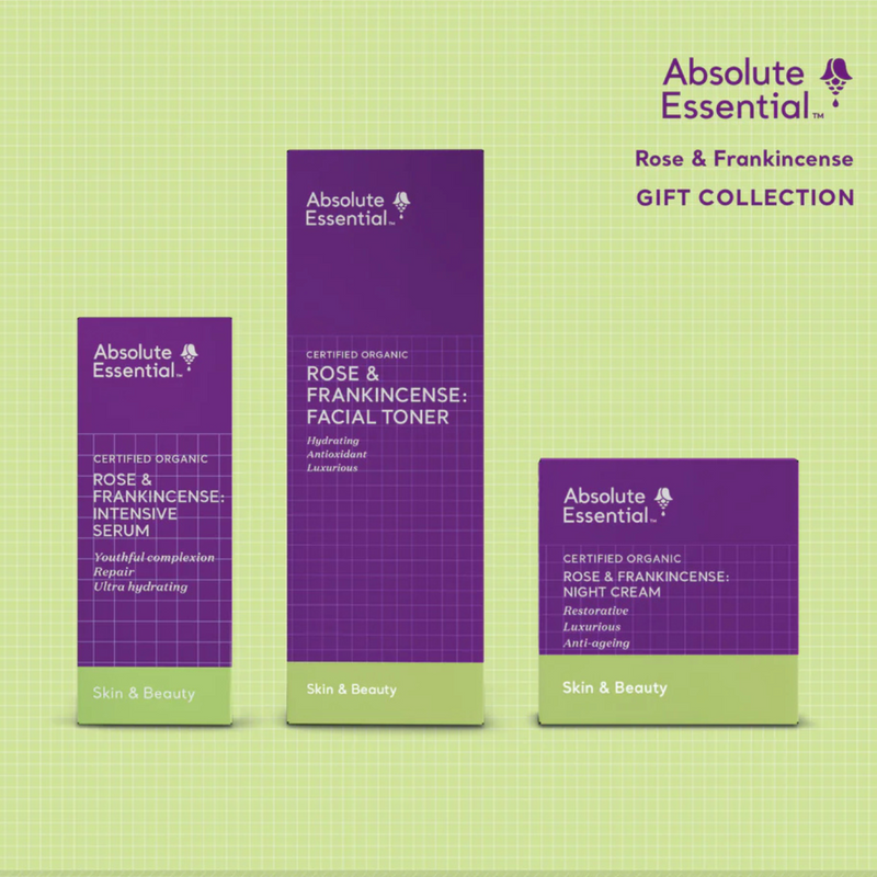 A supplement container of Rose & Frankincense Gift Box by Absolute Essential