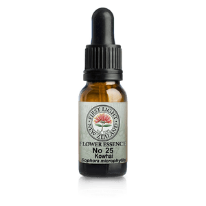 A supplement container of No. 25 - Kowhai (Growth) 10ml by First Light Flower Essences