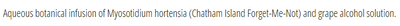 Supplement facts for No. 28 - Chatham Island Forget-Me-Not (Aspiration) 10ml listing ingredients including Grape Extract