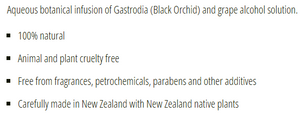 Supplement facts for No. 0 - Black Orchid (Silence) 10ml listing ingredients including Grape Extract