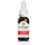 A supplement container of Crisis Support (Nature to the Rescue) 20ml by First Light Natural Health