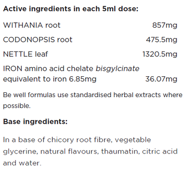 Supplement facts for Iron Boost