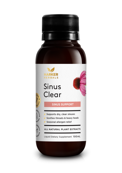 A supplement container of Sinus Clear by Harker Herbals