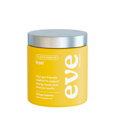 A supplement container of A Juicy Dose of Iron by Eve