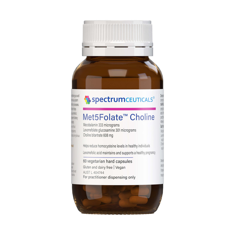 A supplement container of Met-5-Folate Choline by SpectrumCeuticals