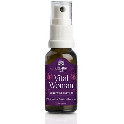 A supplement container of Vital Woman (Menopause Support) 20ml by First Light Natural Health