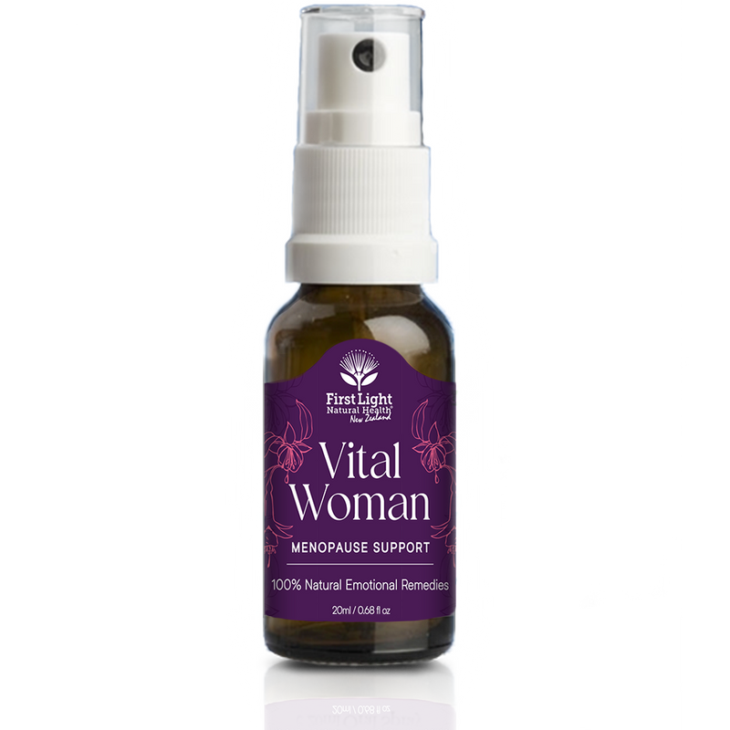 A supplement container of Vital Woman (Menopause Support) 20ml by First Light Natural Health