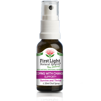 A supplement container of Coping With Change Support (Survive and Thrive) 20ml by First Light Natural Health