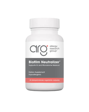 A supplement container of Biofilm Neutralizer by Allergy Research Group