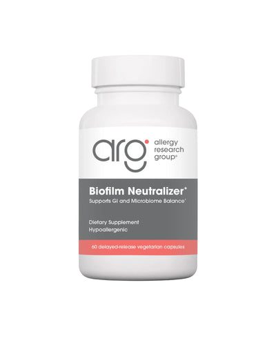 A supplement container of Biofilm Neutralizer by Allergy Research Group