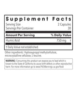 Supplement facts for Humic Acid listing ingredients including Humic acid