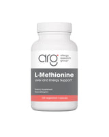 A supplement container of L Methionine 500Mg by Allergy Research Group