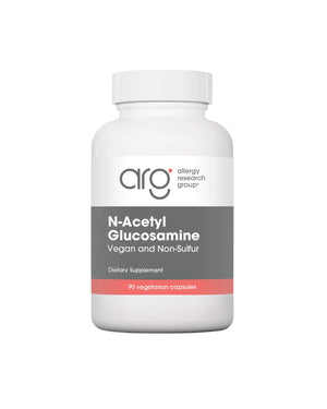 A supplement container of N-Acetyl Glucosamine (NAG) by Allergy Research Group