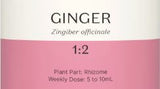 Supplement facts for Ginger 1:2 listing ingredients including Ginger, Ginger (Zingiber officinale), Zingiber officinale