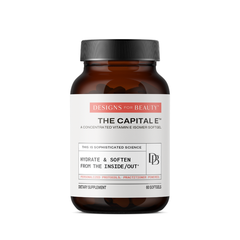 A supplement container of The Capital E by Designs for Beauty