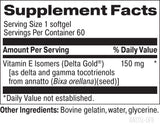 Supplement facts for The Capital E listing ingredients including Annatto, Vitamin E