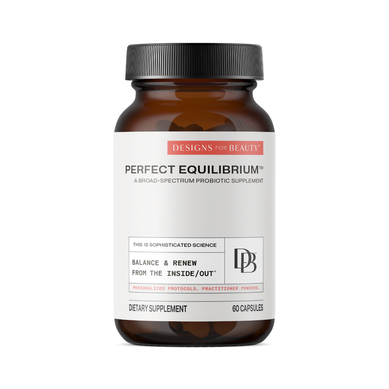 A supplement container of Perfect Equilibrium by Designs for Beauty