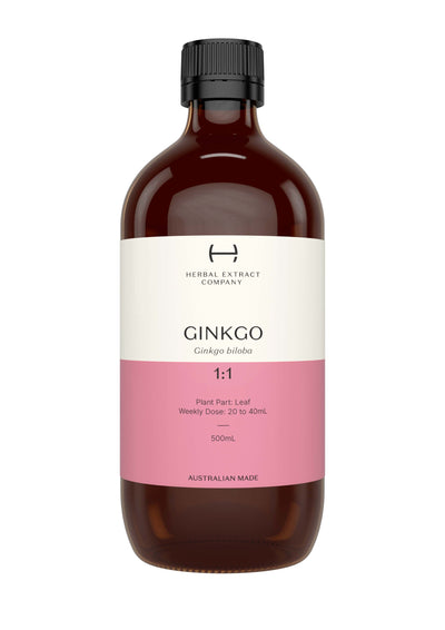 A supplement container of Ginkgo Biloba 1:1 by Herbal Extract Company