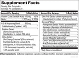 Supplement facts for The Big Glow listing ingredients including Acai Berry, AcaiVida® Acai, Acerola extract, Ascorbic Acid, Asparagus