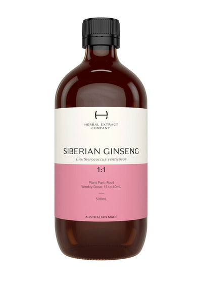 A supplement container of Siberian Gingseng 1:1 by Herbal Extract Company
