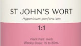 Supplement facts for St John's Wort 1:1 listing ingredients including Hypericum, St. John's wort