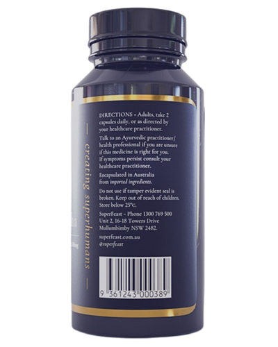 Supplement facts for Ashwaganda - 90caps listing ingredients including Ashwagandha