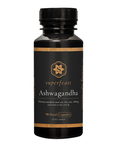 A supplement container of Ashwaganda - 90caps by SuperFeast