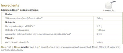 Supplement facts for Collagen Activ