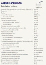 Supplement facts for Ultra Muscleze Energy, 240gm listing ingredients including Ascorbic Acid, Calcium, Calcium Folinate, Calcium Hydrogen Phosphate, Calcium Pantothanate