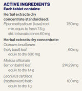 Supplement facts for AnxioCalm