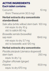 Supplement facts for TherActive Pain