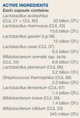 Supplement facts for UB 75 (Discontinued) listing ingredients including Bifidobacterium, Bifidobacterium animalis ssp lactis, Bifidobacterium animalis ssp. lactis, Bifidobacterium animalis ssp. lactis (Bi-04), Bifidobacterium animalis ssp. lactis (CUL34)