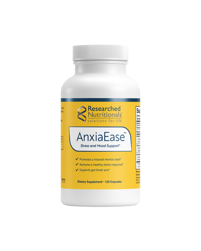 A supplement container of AnxiaEase by Researched Nutritionals