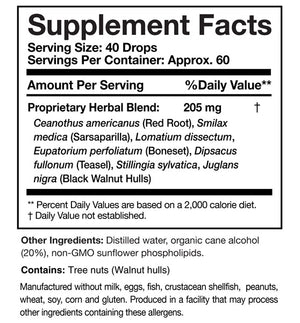 Supplement facts for BLt (GMO - Free)