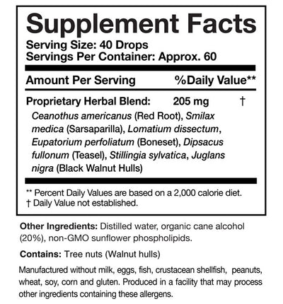Supplement facts for BLt (GMO - Free)