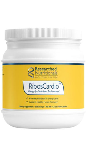A Supplement container with the name RbosCardio by Researched Nutritionals