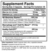 Supplement facts for Transfer Factor Multi Immune