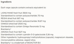 Supplement facts for Brain Function & Focus Daily